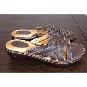 Born Leather Slip-On Open Toe Brown Women's Sandals Size 9